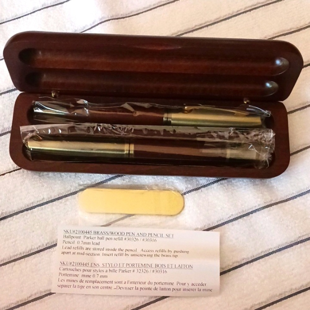 Bombay Brass/Wood Pen And Pencil Set (NWT)